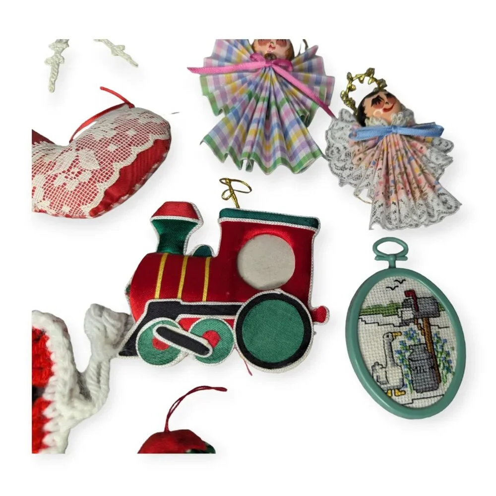 Vintage Group of 14 Ornament Some Hand Made